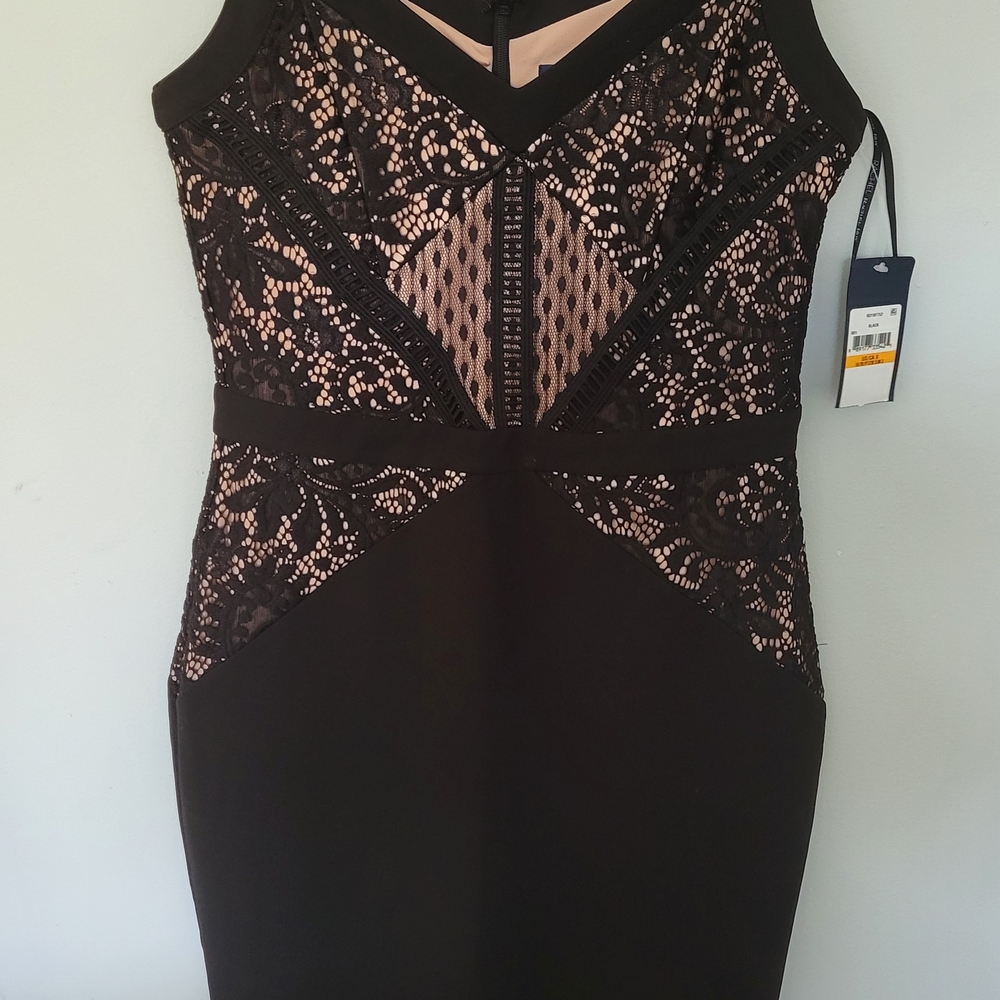 RACHEL Rachel Roy Black and Cream Lace Midi Dress